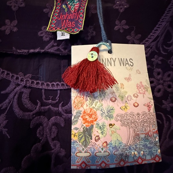 JOHNNY WAS Jossimar deep purple fully embroidered flowy tunic, XL - Picture 10 of 11